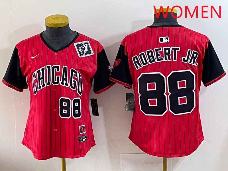 Women 2025 Chicago White Sox #88 Robert jr Red Joint Name Nike MLB Jersey style 22